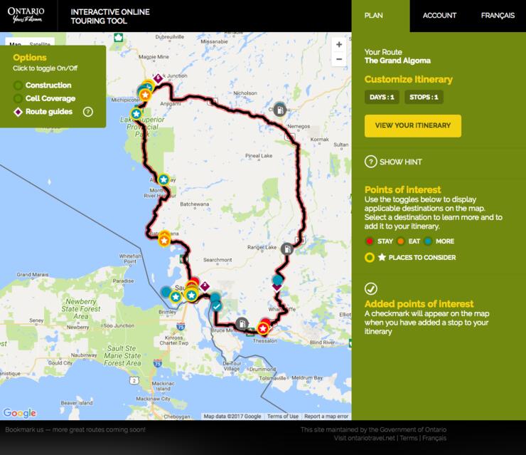 grand algoma tour map